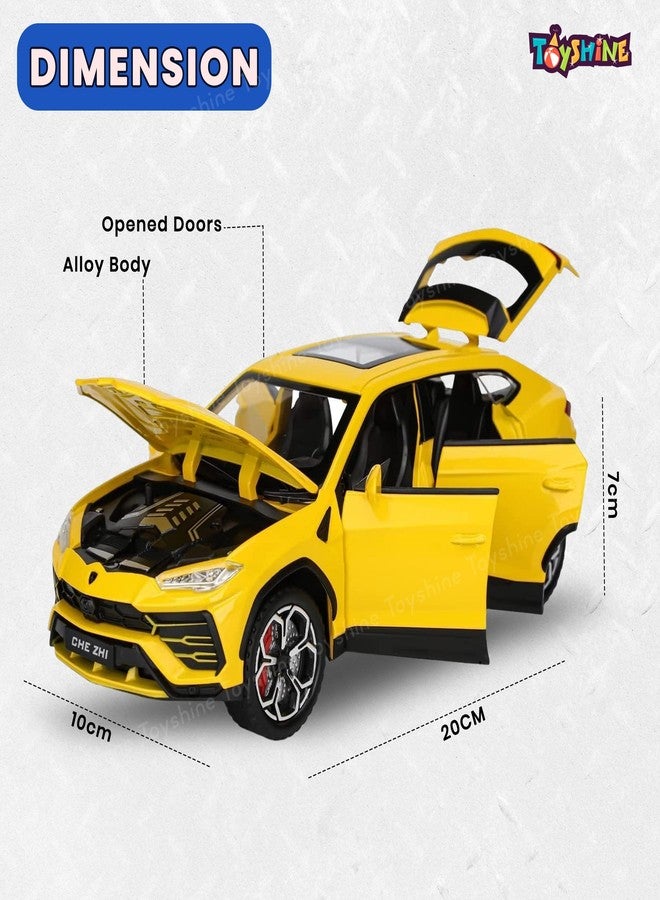 Toyshine 1:24 Scale Die Cast Lambo Vehicle Toy Car with Music and Lights Along with Pull Back Function,Opening Doors and Back Feature for Kids Boy Girl 3+, Yellow - Image 4